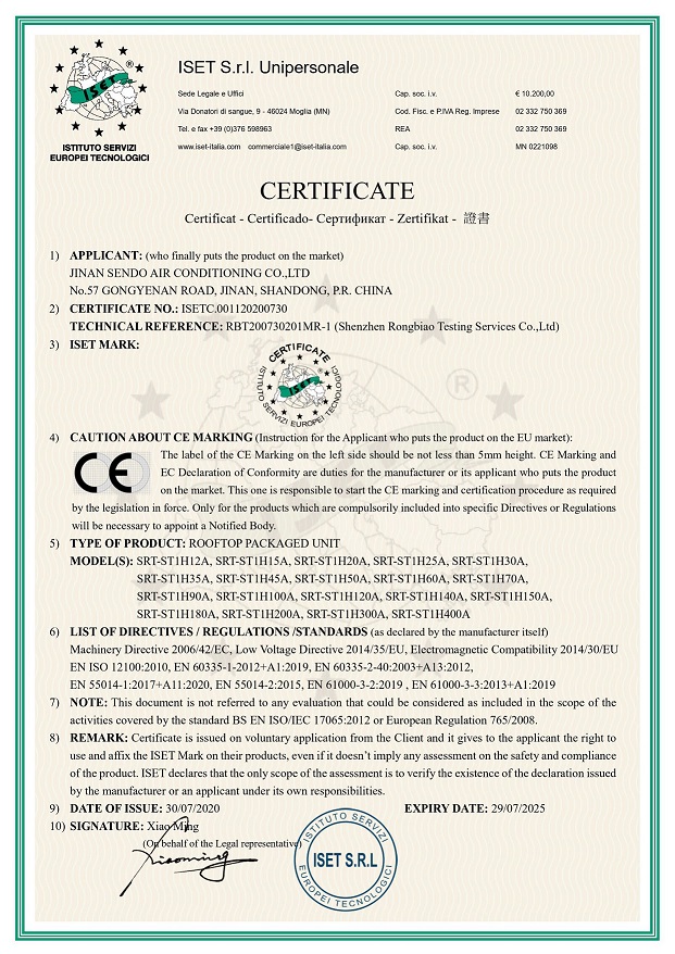 CE for SENDO Rooftop Packaged Unit.jpg